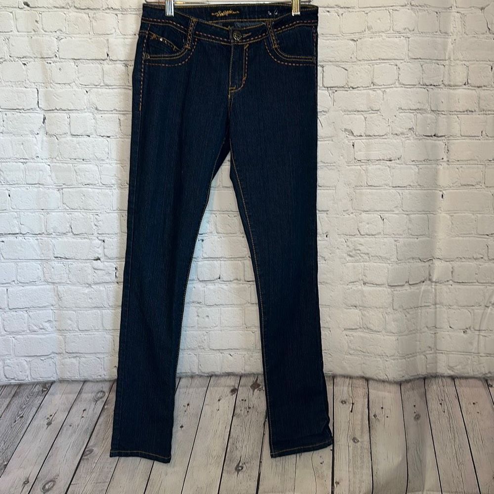 South Pole Women’s dark Wash Embellished Pocket Skinny Jeans size 5